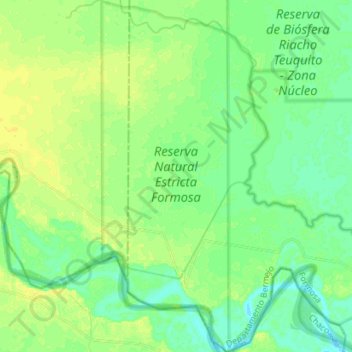 Topografische Karte Reserva Natural Estricta Formosa, Höhe, Relief