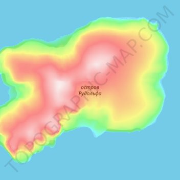Topografische Karte остров Рудольфа, Höhe, Relief
