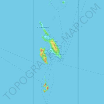Topografische Karte หมู่เกาะพีพี, Höhe, Relief