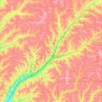 Topografische Karte Crawford County, Höhe, Relief