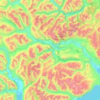 Topografische Karte rio ibanez, Höhe, Relief