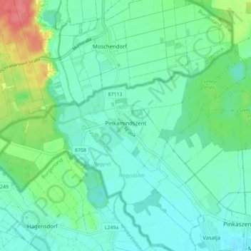 Topografische Karte Pinkamindszent, Höhe, Relief