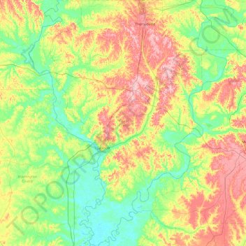 Topografische Karte Clarke County, Höhe, Relief