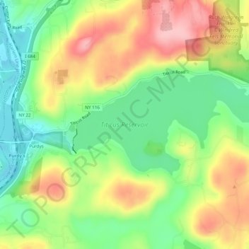 Topografische Karte Titicus Reservoir, Höhe, Relief