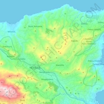 Topografische Karte Neapoli, Höhe, Relief