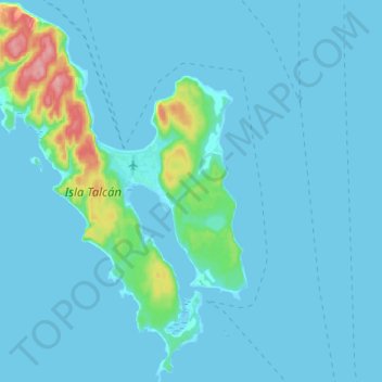 Topografische Karte Isla Talcán, Höhe, Relief