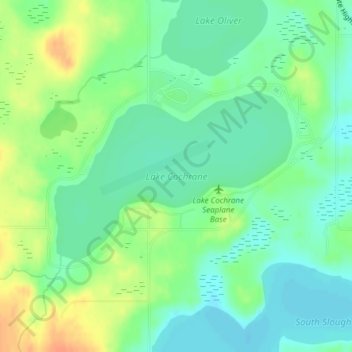 Topografische Karte Lake Cochrane, Höhe, Relief