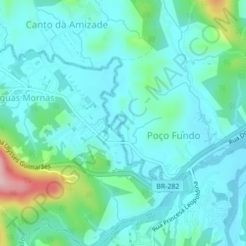 Topografische Karte Rio Forquilha, Höhe, Relief