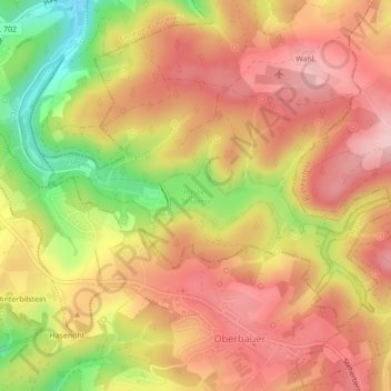 Topografische Karte Hasper Talsperre, Höhe, Relief