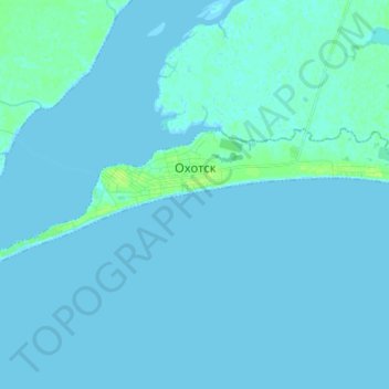 Topografische Karte Охотск, Höhe, Relief