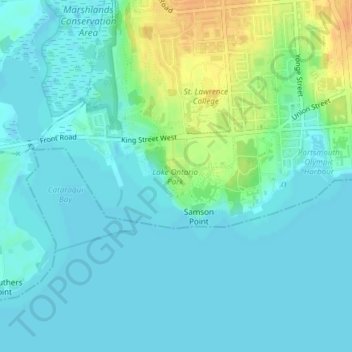 Topografische Karte Lake Ontario Park, Höhe, Relief