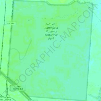 Topografische Karte Palo Alto Battlefield National Historical Park, Höhe, Relief