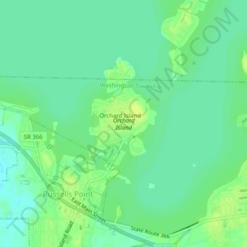 Topografische Karte Orchard Island, Höhe, Relief