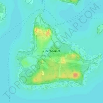 Topografische Karte Herreninsel, Höhe, Relief