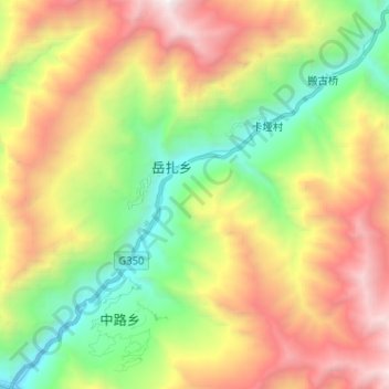 Topografische Karte Xiaojin River, Höhe, Relief