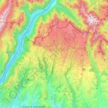 Topografische Karte Monti Lessini, Höhe, Relief