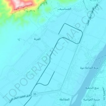 Topografische Karte قريه البعيرات, Höhe, Relief