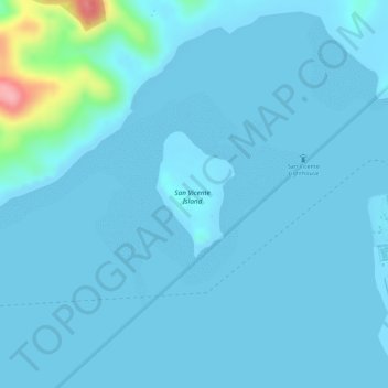 Topografische Karte San Vicente Island, Höhe, Relief