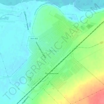 Topografische Karte Подбельск, Höhe, Relief