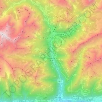 Topografische Karte Valmalenco, Höhe, Relief
