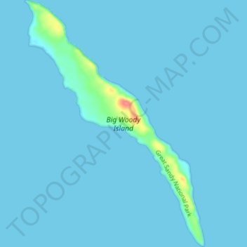 Topografische Karte Big Woody Island, Höhe, Relief