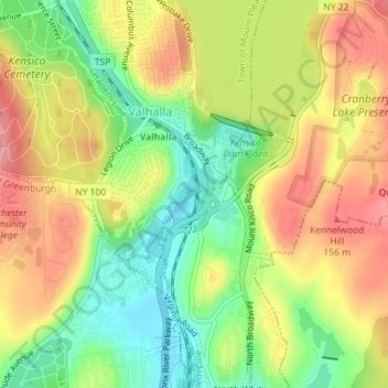 Topografische Karte Bronx River, Höhe, Relief