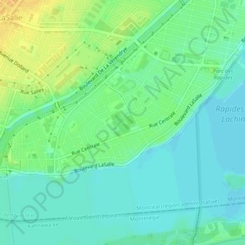 Topografische Karte Parc Riverside, Höhe, Relief