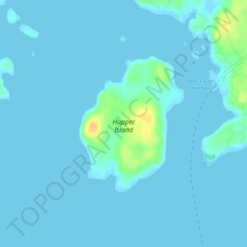 Topografische Karte Hupper Island, Höhe, Relief