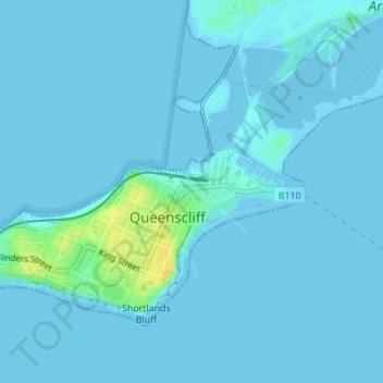 Topografische Karte Queenscliff, Höhe, Relief