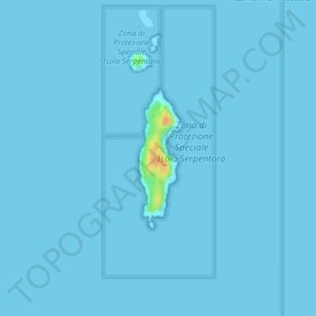 Topografische Karte Isola Serpentara, Höhe, Relief