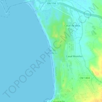 Topografische Karte Praia da Consolação, Höhe, Relief