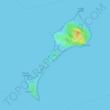 Topografische Karte Insel Vilm, Höhe, Relief
