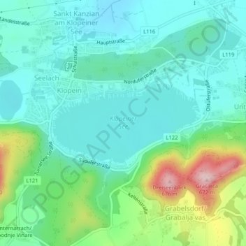 Topografische Karte Klopeiner See, Höhe, Relief