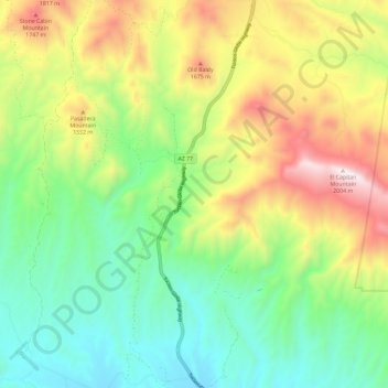 Topografische Karte El Capitan Canyon, Höhe, Relief