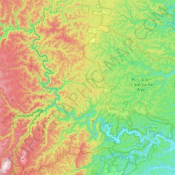 Topografische Karte Colo River, Höhe, Relief