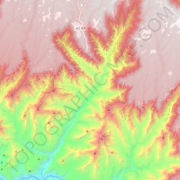 Topografische Karte Bright Angel Canyon, Höhe, Relief