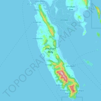 Topografische Karte Ko Lanta, Höhe, Relief