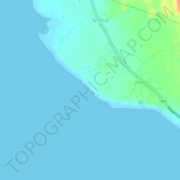 Topografische Karte Paliton Beach, Höhe, Relief