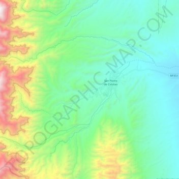 Topografische Karte Río Tipas, Höhe, Relief