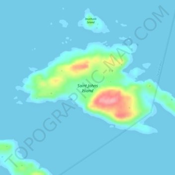 Topografische Karte Saint Johns Island, Höhe, Relief