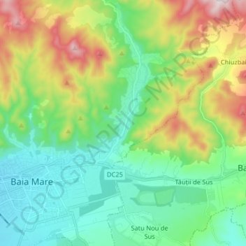 Topografische Karte Baia Mare, Höhe, Relief