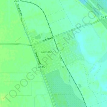 Topografische Karte Hamilton City, Höhe, Relief