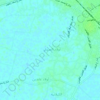 Topografische Karte قريه اولاد العدوى, Höhe, Relief