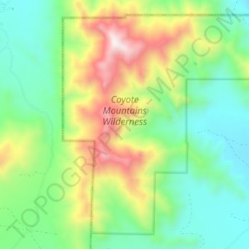 Topografische Karte Coyote Mountains Wilderness Area, Höhe, Relief