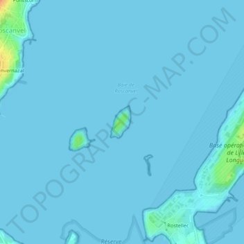 Topografische Karte Île Trébéron, Höhe, Relief