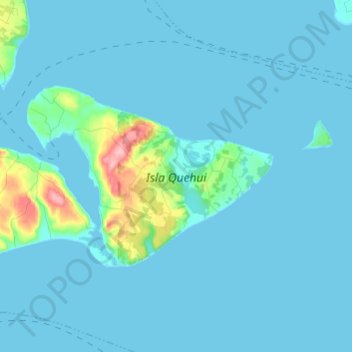 Topografische Karte Isla Quehui, Höhe, Relief