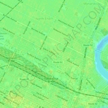 Topografische Karte Powers/Selkirk Park, Höhe, Relief