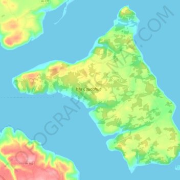 Topografische Karte Isla Caucahué, Höhe, Relief