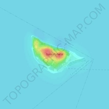 Topografische Karte Isola Polvese, Höhe, Relief