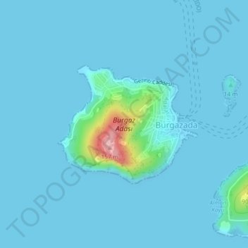 Topografische Karte Burgaz Adası, Höhe, Relief